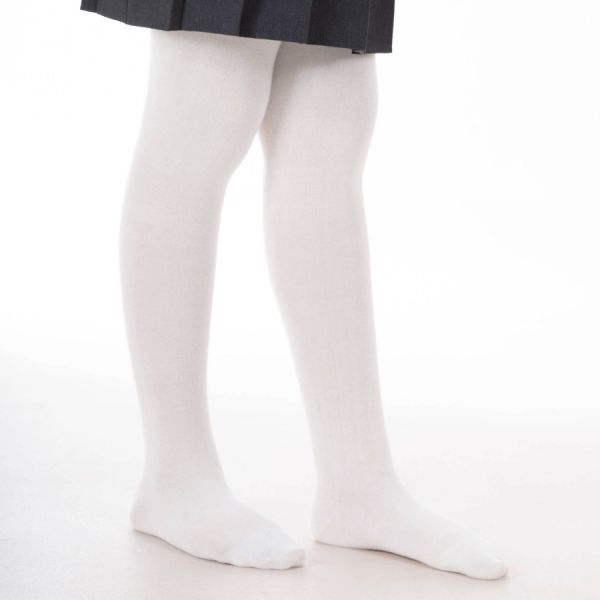 WHITE COTTON RICH TIGHTS 2PP